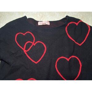 Philosophy Black Sweater With Red Heart Print Womens S Soft Cozy Valentine’s